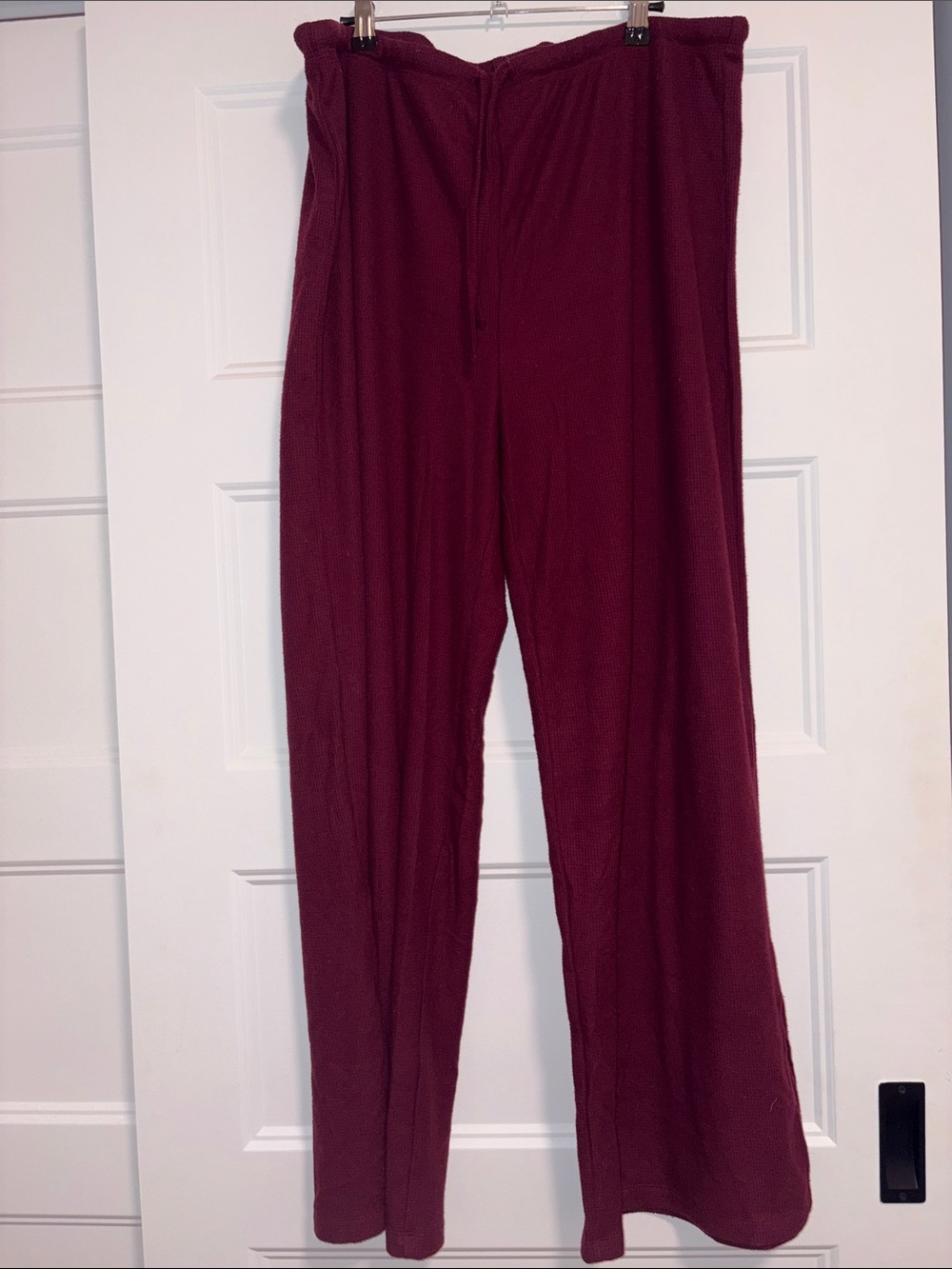 Women’s Waffleknit Burgundy Lounge Pants - Soft Drawstring Waist
